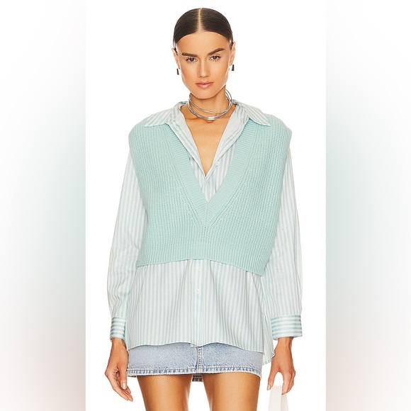 Alice + Olivia Light Blue V-Neck Sweater Vest size M NWOT. - Picture 1 of 2